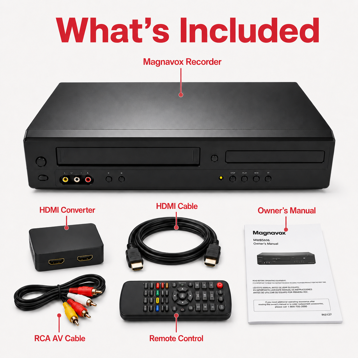 Magnavox VHS to DVD Combo Recorder BUNDLE