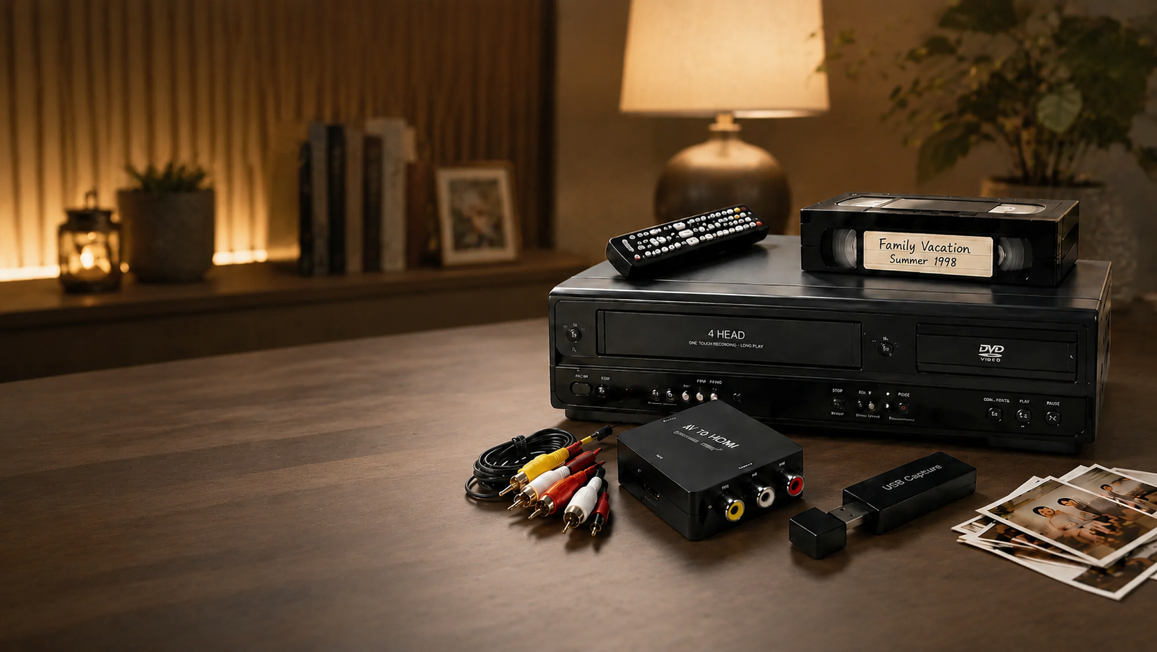 VCR DVD combo bundle with VHS tapes and family memories