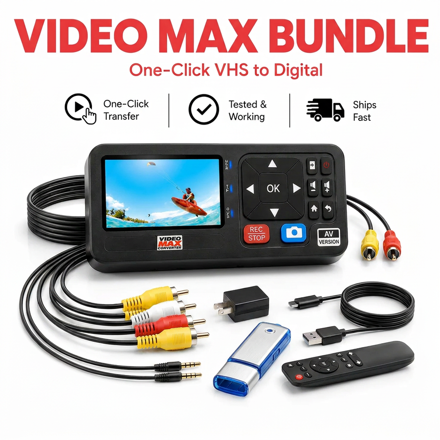 Video MAX Converter Bundle - Transfer VHS tapes w/ One Click